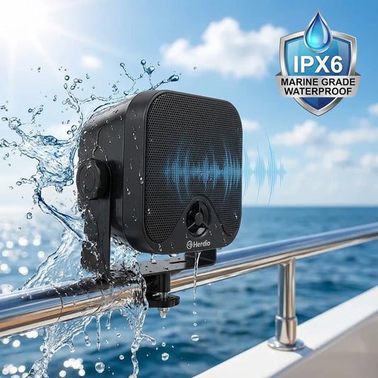 Herdio 4'' Bluetooth Marine Speakers 100W Heavy Duty Waterproof- Surface Mounted for Camper ATV UTV RZR Golf Cart Boat