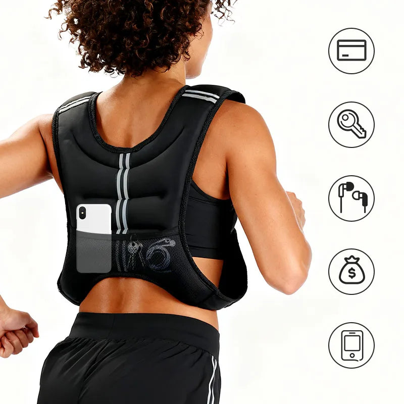 12lb Weight Vest with Reflective Stripe for Workout, Strength Training, Running, Fitness, Muscle Building, Weightlifting