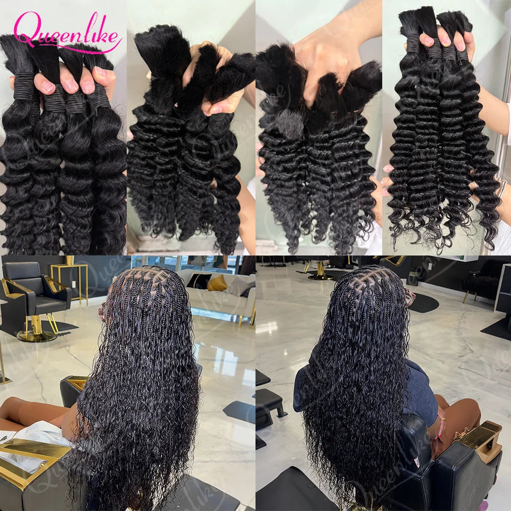 Queenlike Unprocessed Remy Human Hair Deep Wave Braiding Extensions