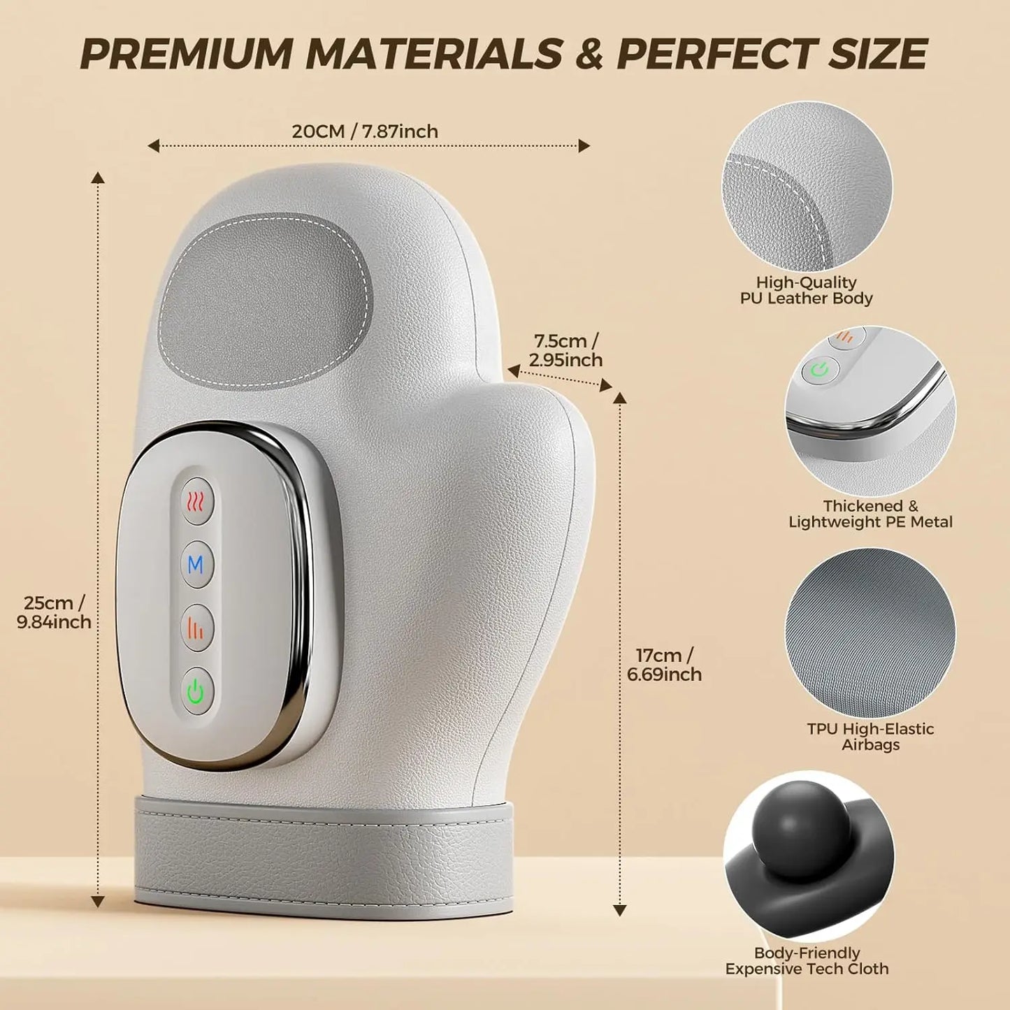 Cordless Hand Massager with Heat Compression Electric Finger Massager Updated Carpal Tunnel Relief & Wrist Relief Massage Gift