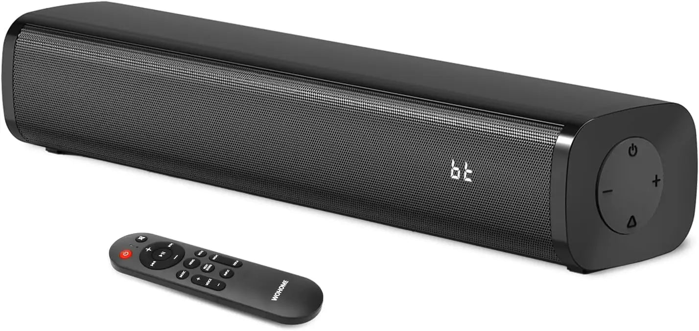 2.1 Sound Bar for TV with Built-in Subwoofer, Bluetooth 5.3, Optical/AUX/USB, Wall Mount, 6 Voice Levels