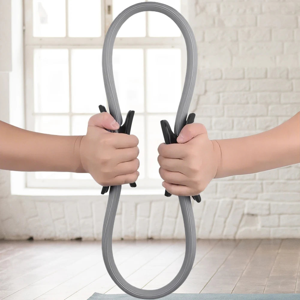 Pilates Ring Fitness Ring with Non Slip Handles for Core Workout (Light Grey)