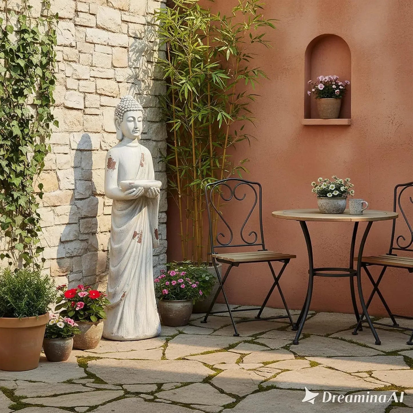 Extra Large Meditative Buddha Statue Birdfeeder Tall Zen Figure Durable Weatherproof MGO Sculpture Garden Patio Yard Porch Indoo