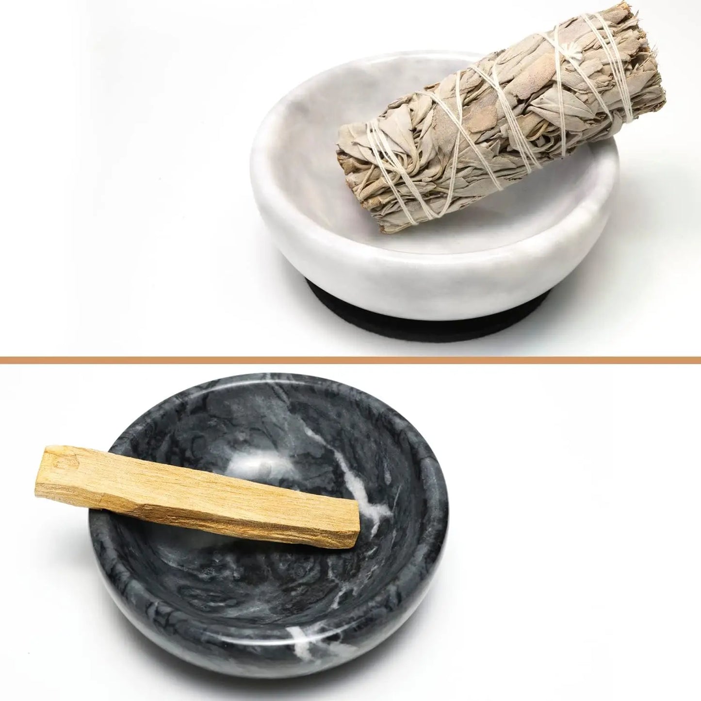 Natural Marble Incense Burner, Handmade Reflux Holder for Meditation & Decoration (Black)