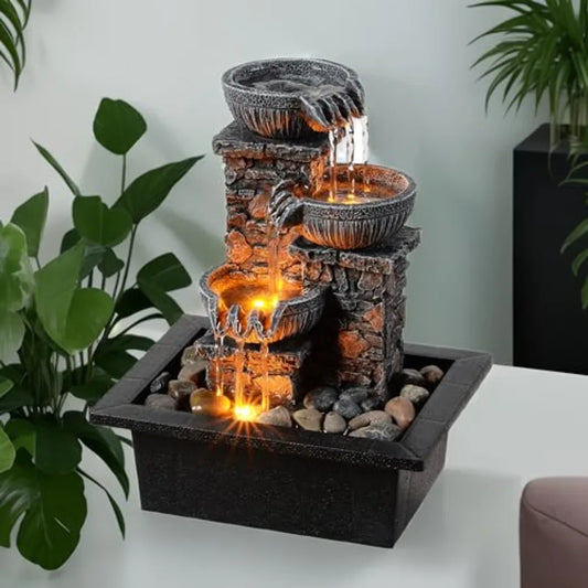Tabletop Fountain with LED Light Soothing Water Flowing Sound Fountain Zen/Meditation Home/Office Decor Home Décor Relaxation I
