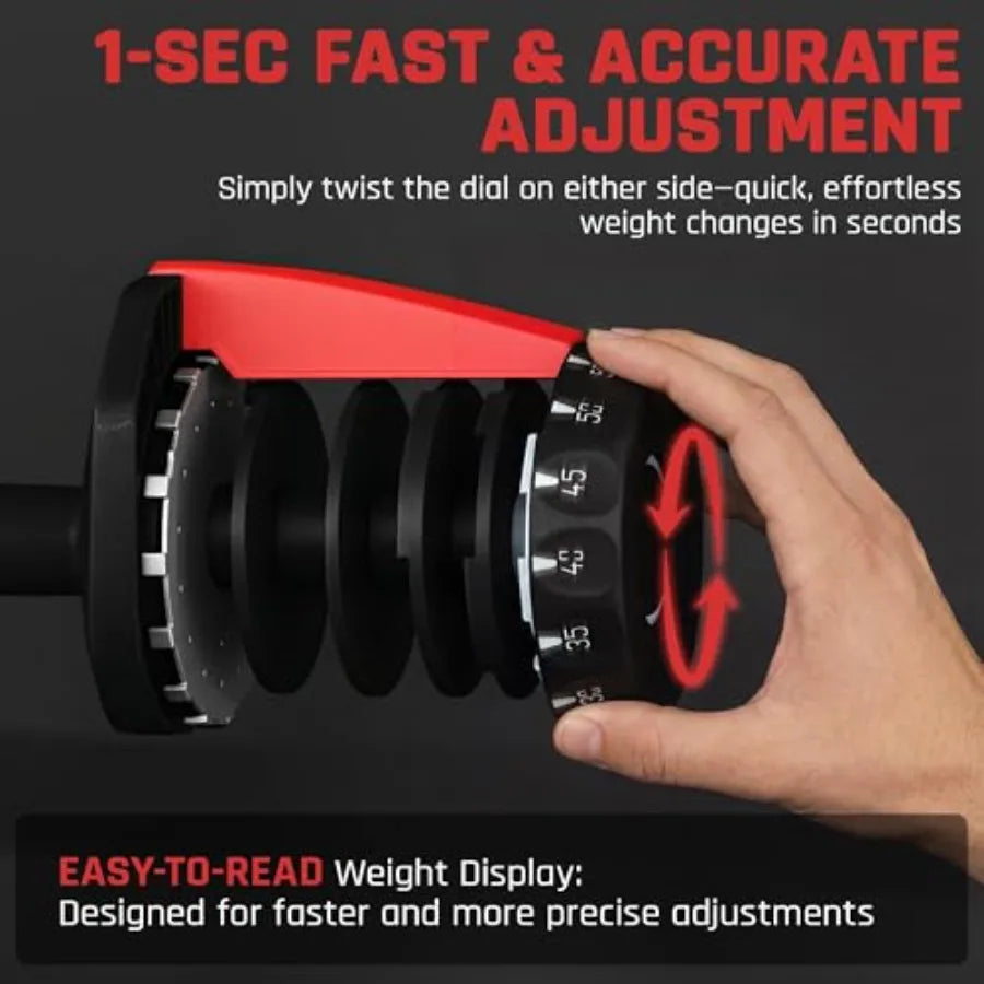 Adjustable Dumbbell Set 28/40/52.5/90LBS Fast Adjust Dumbbells with Anti-Slip Handle and Tray for Home Gym Strength Training in