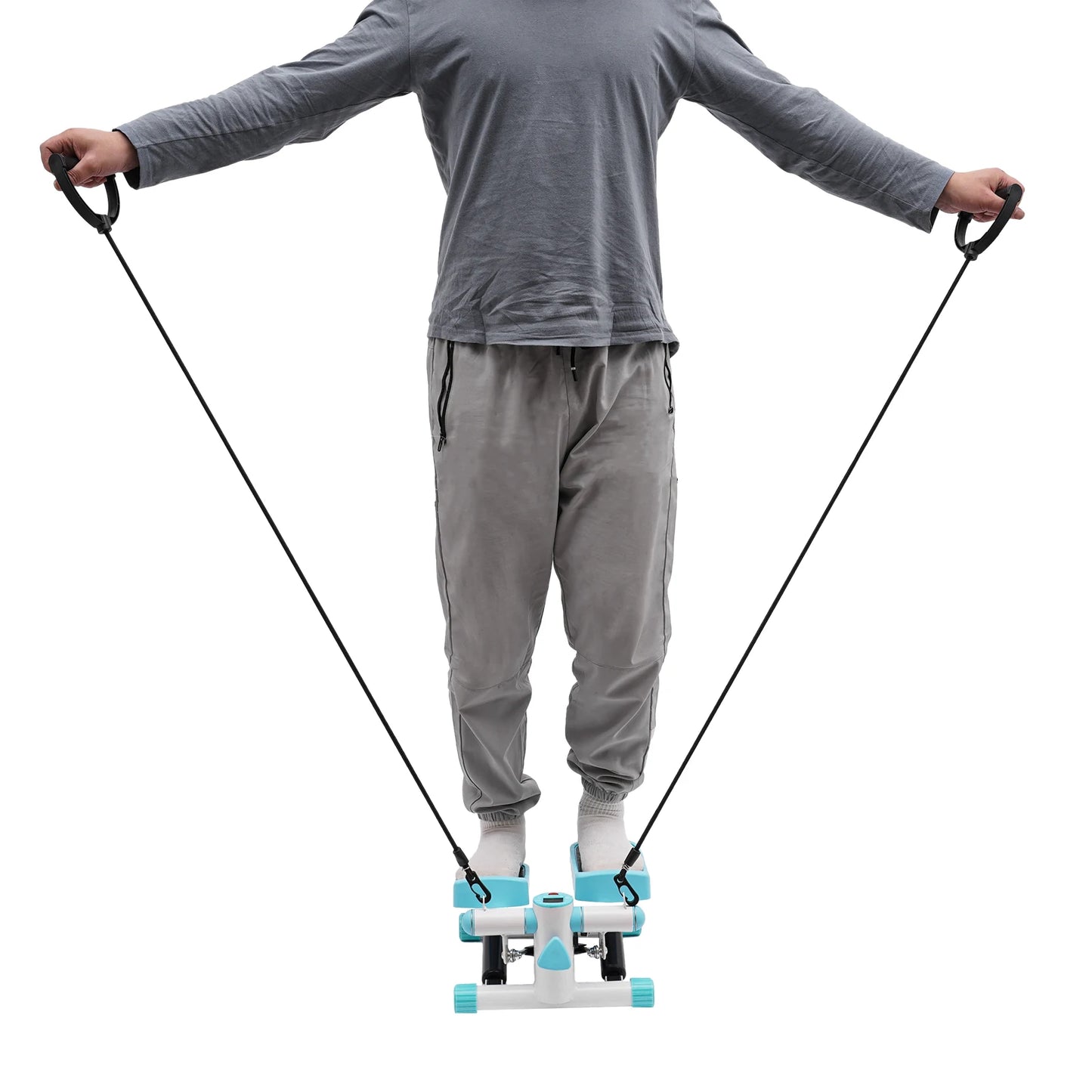 Fitness Twist Stepper Mini Exercise Stepping Machine W/Resistance Bands+LED Screen For Weight Loss Shaping Daily Exercise, Load 150KG