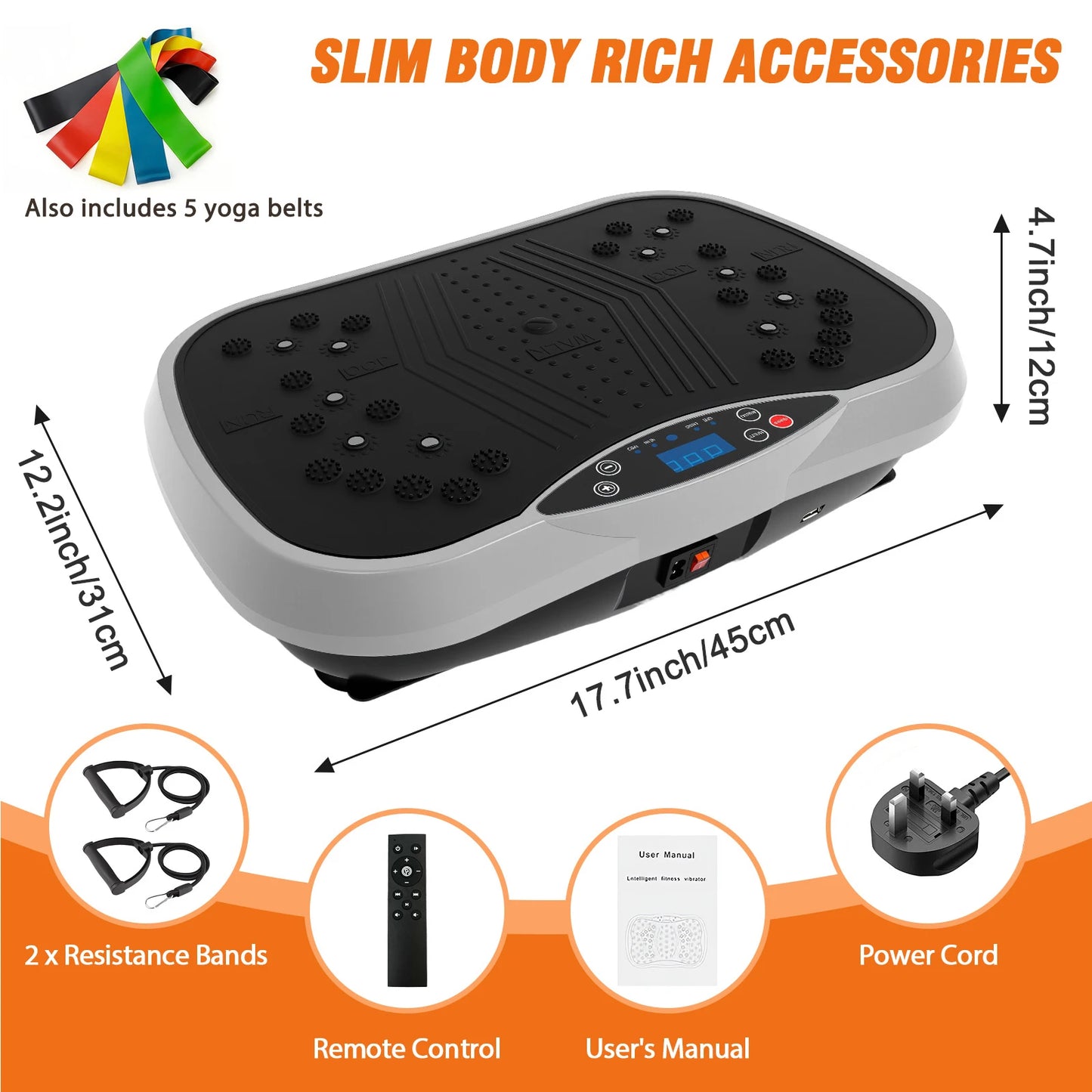 Portable Vibration Plate Exercise Machine With Bluetooth Bands