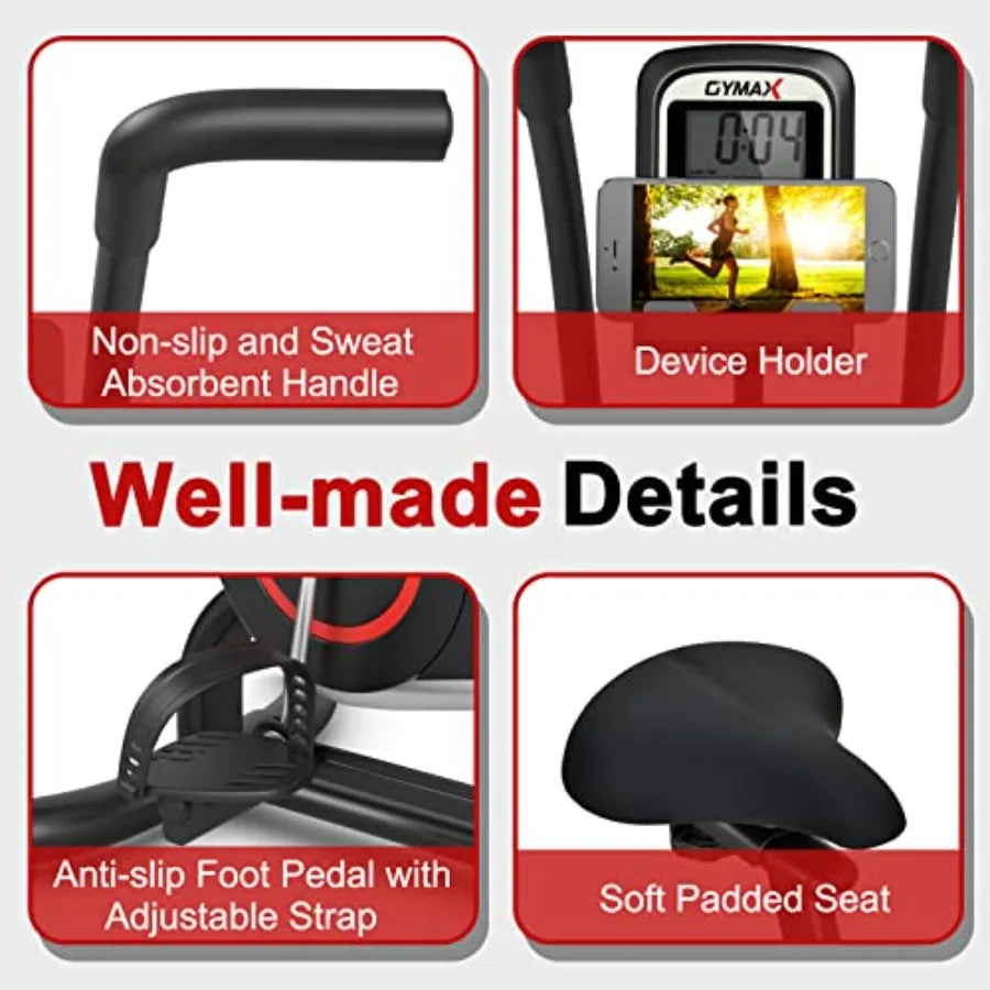 Upright Exercise Bike with Air Resistance and LCD Monitor for Home Gym Cardio Workout Adjustable Fitness Bike with Phone Holder