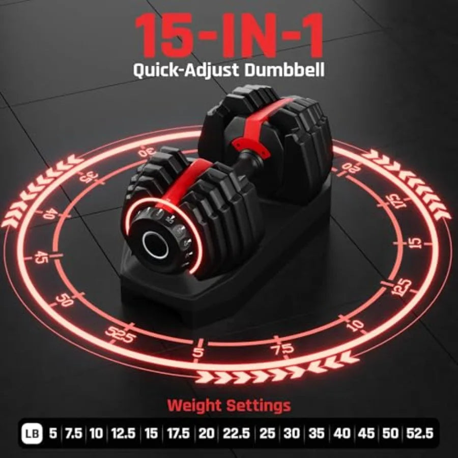 Adjustable Dumbbell Set 28/40/52.5/90LBS Fast Adjust Dumbbells with Anti-Slip Handle and Tray for Home Gym Strength Training in