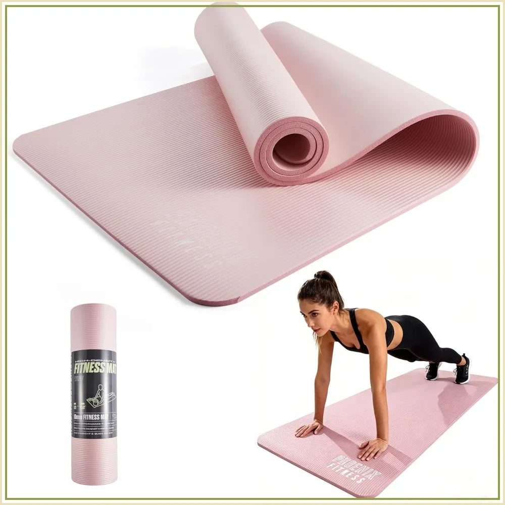 Premium NBR Yoga Mat With Carry Strap Non Slip HIIT