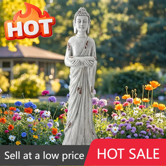 Extra Large Meditative Buddha Statue Birdfeeder Tall Zen Figure Durable Weatherproof MGO Sculpture Garden Patio Yard Porch Indoo