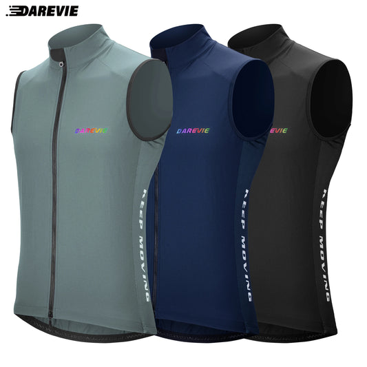 DAREVIE Windproof Cycling Vest Waterproof With Back Zipper Pockets