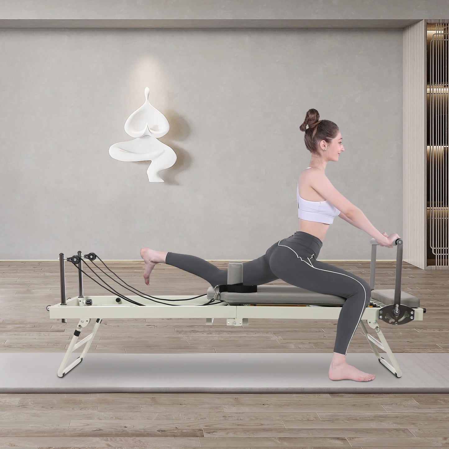 120kg/264.55lbs Foldable Pilates Reformer Machine, Multifunctional Yoga Fitness Equipment, Pilates Exercise Equipment