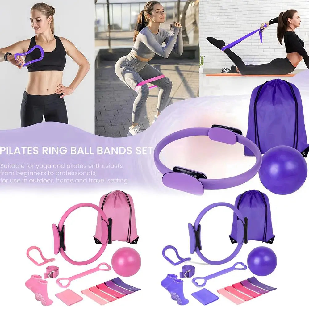 13 Piece Yoga Circle Gym Set, Solid Color PP, Stretching and Core Training Equipment, Fitness Tools for Sculpting and Flexibilit