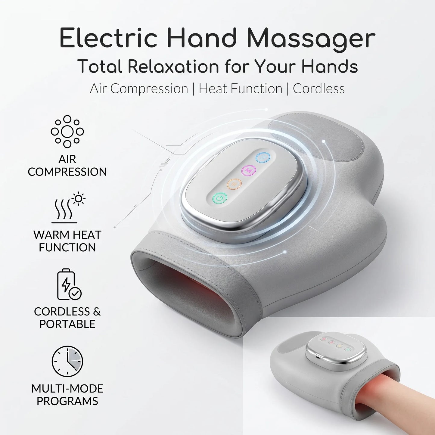 Hand Massager with Airbag Compression Finger Wrist Palm Massage Machine Vibration Glove for Hand Muscle Relax Gift for Men Women