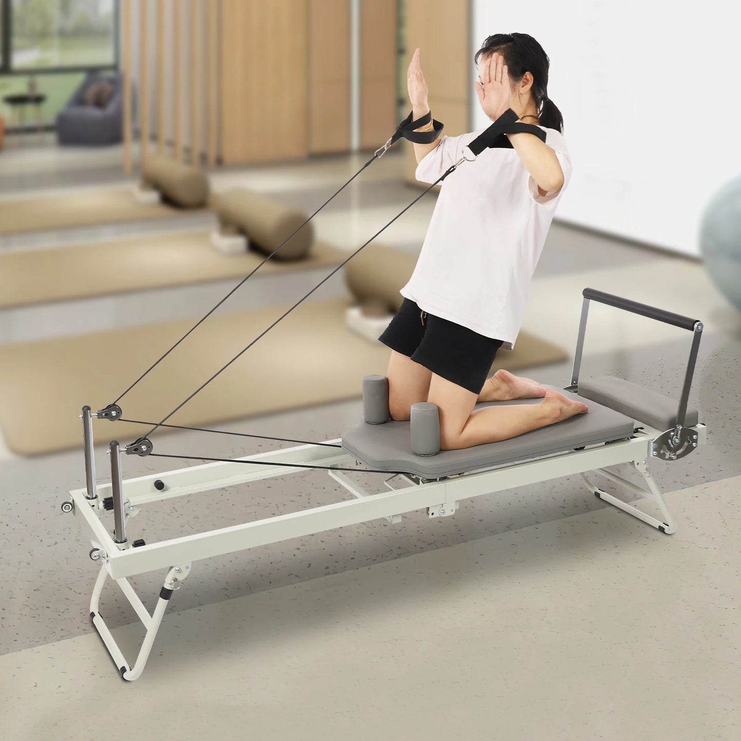 120kg/264.55lbs Foldable Pilates Reformer Machine, Multifunctional Yoga Fitness Equipment, Pilates Exercise Equipment