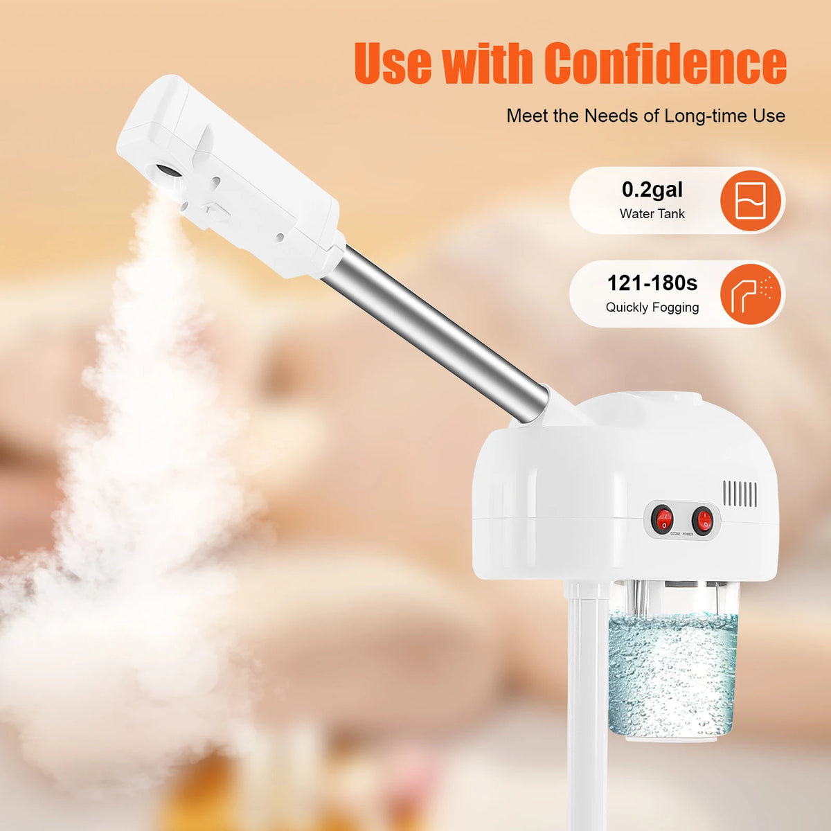 Ozone Facial Steamer Adjustable Height Rotating Nozzle for Salons