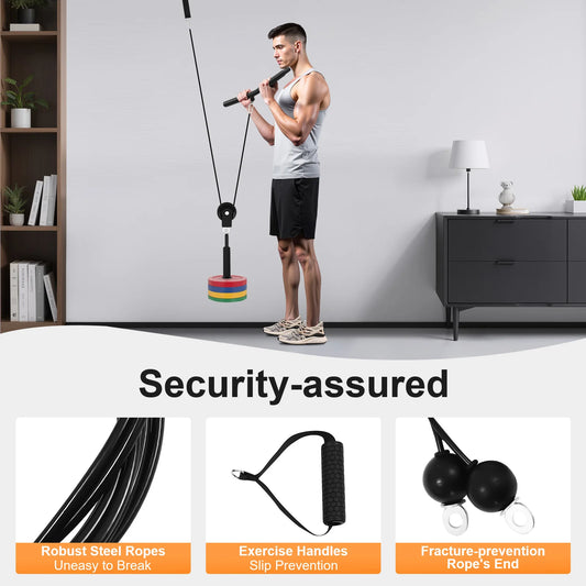 120kg Cable Pull Fitness System, Gym Muscle Training Cable, Weight Pulley System for Unisex Adults Pull Downs