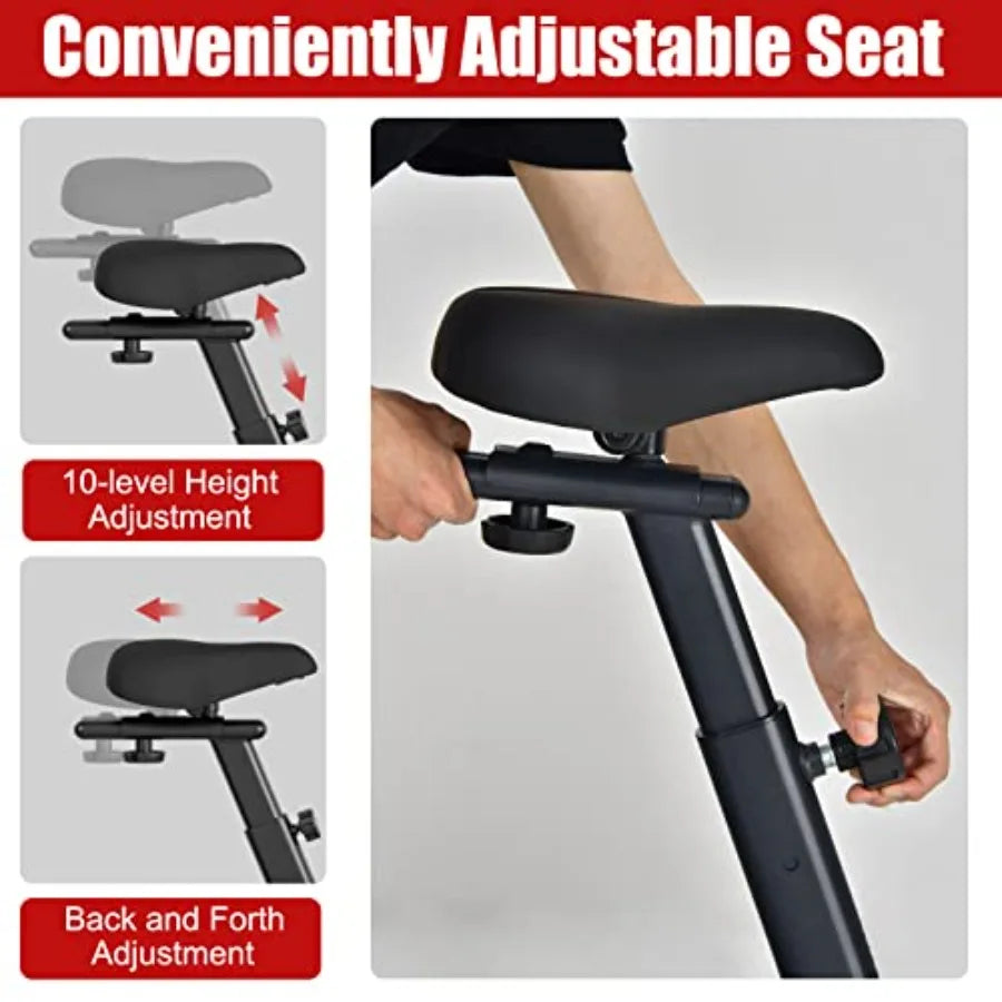 Upright Exercise Bike with Air Resistance and LCD Monitor for Home Gym Cardio Workout Adjustable Fitness Bike with Phone Holder