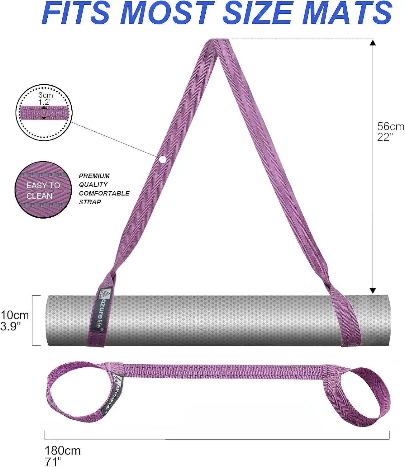 Yoga Mat Sling for Easy Carrying, Adjustable Straps Hold Mats Securely