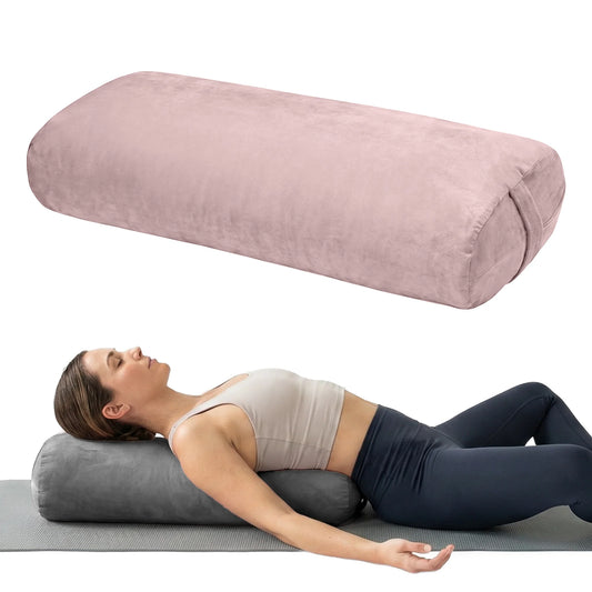 Yoga Bolster Pillow Pink Round Cylinder Meditation Cushion Soft Long Support Pillow Restorative Yoga Bolster for Yin Yoga Pilates Stretching Lumbar Back Neck Leg Support Home Fitness Yoga Studio Relaxation Floor Exercise Acce