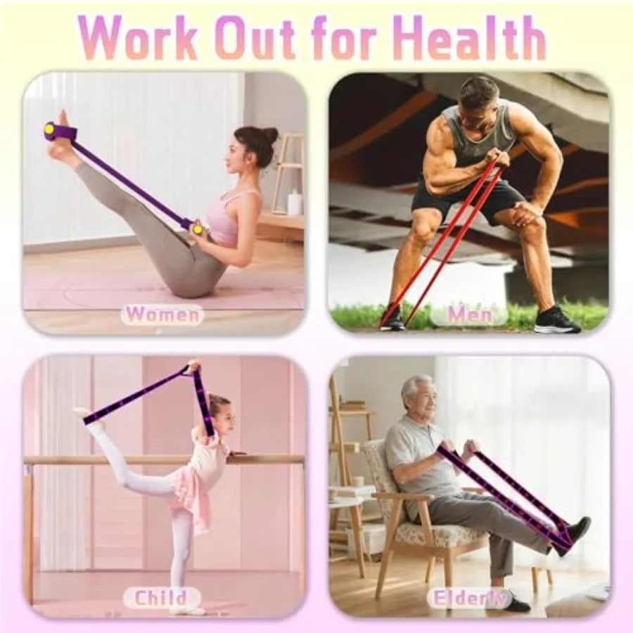 5 Pcs Resistance Bands Set, Foot Pedal Resistance Band with Handles, Workout Elastic Exercise Bands for Ab, Waist, Arm, Leg, Wo