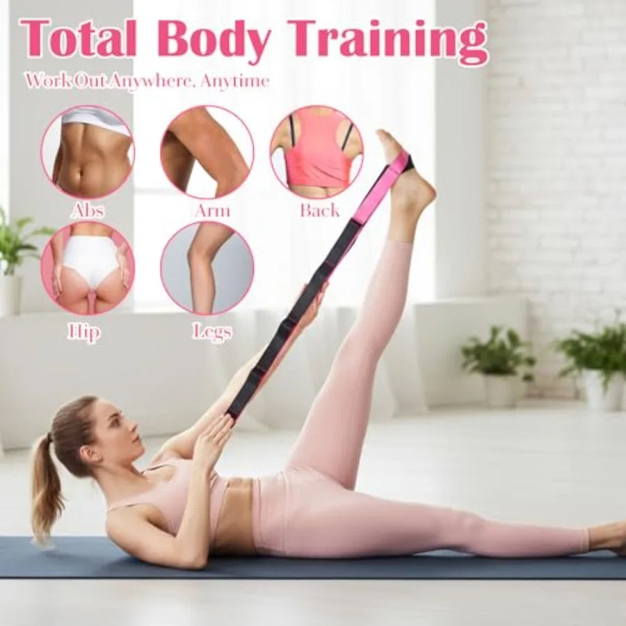 Stretch Straps with 12 Loops Non Elastic Yoga Straps with Door Buckle for Leg Stretching Yoga Stretching Band for Physical Ther