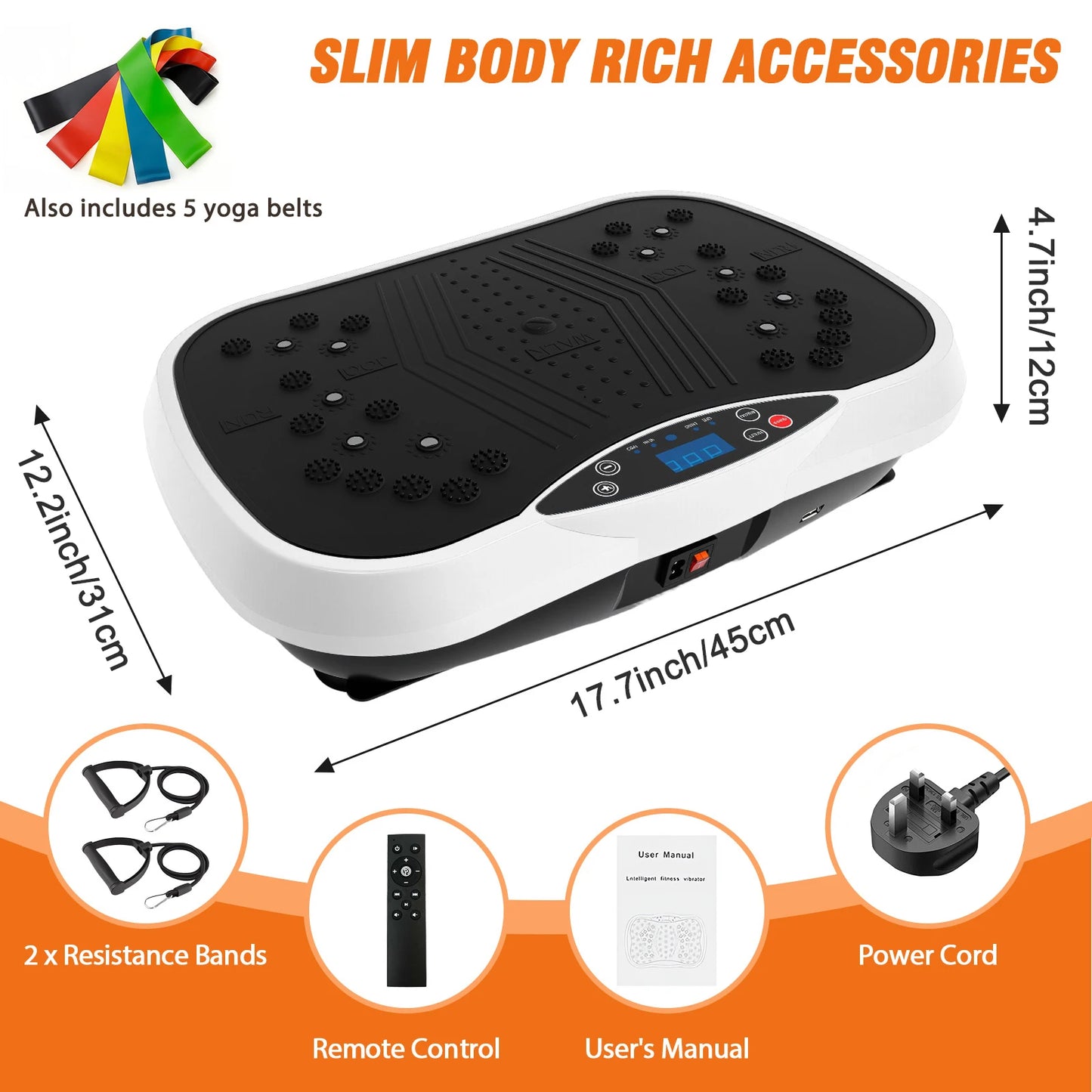 Portable Vibration Plate Exercise Machine With Bluetooth Bands
