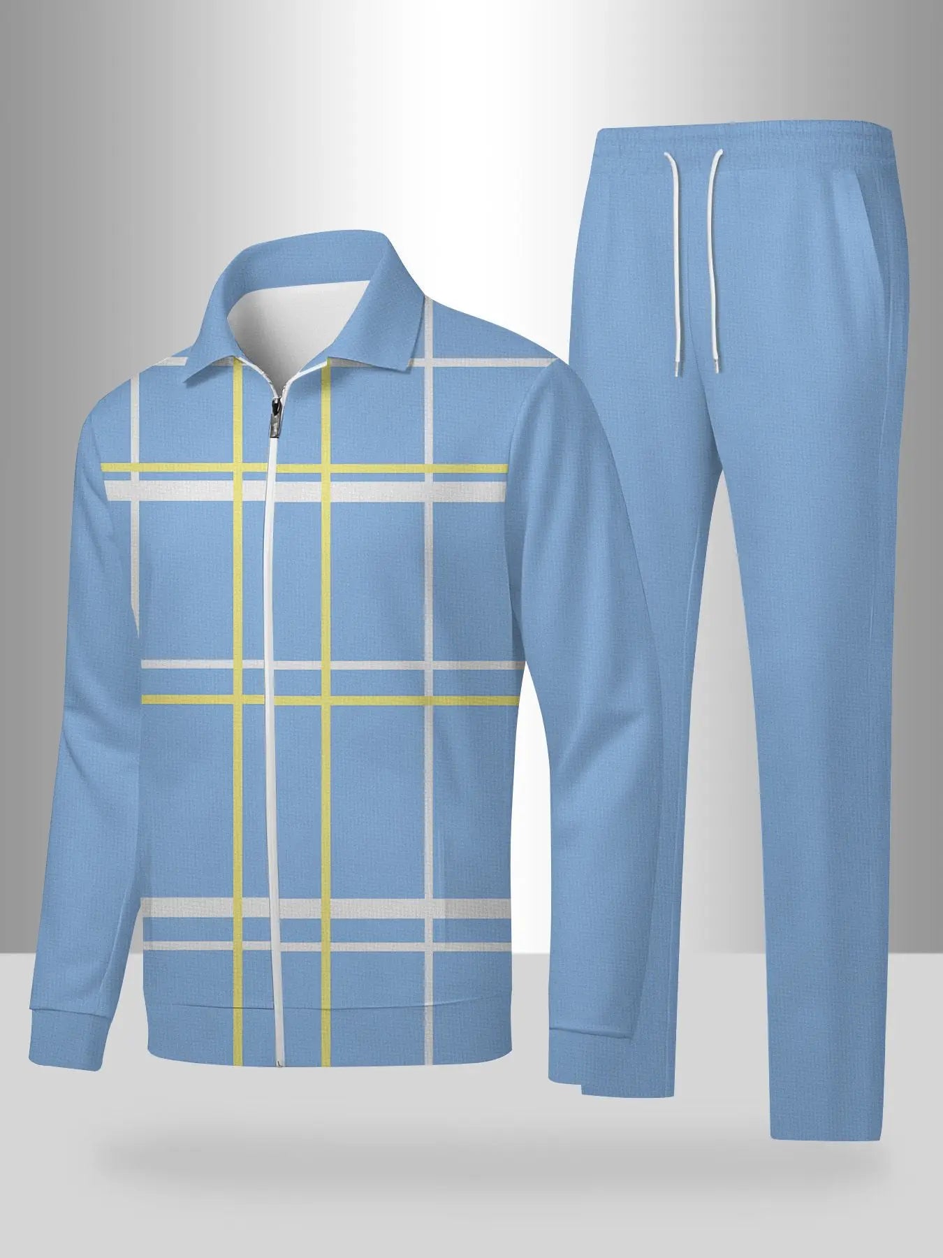 2-piece set, European and American men's fashionable sports long-sleeved top and long pants set