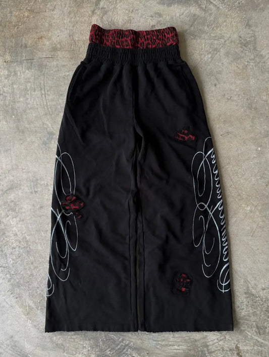 Double Toe Ripped Printed Trousers Functional Tactical Functional Men and Women Advanced Jogging Drawstring Casual Sports Pants