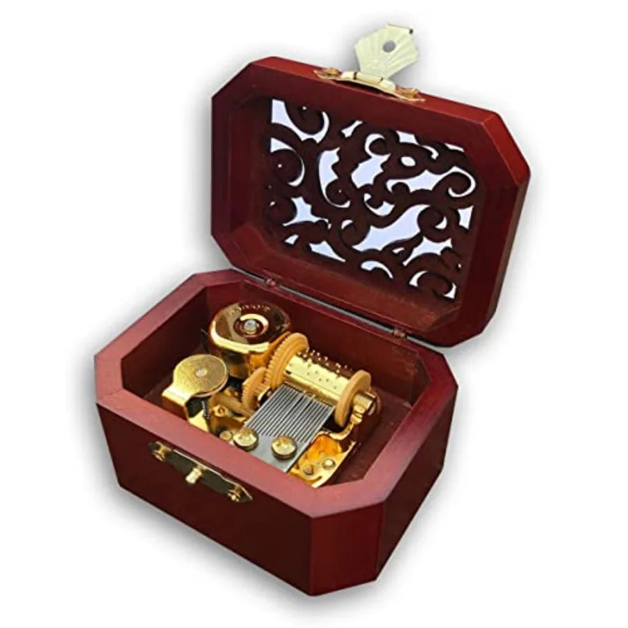 BinkeGG Wooden Wind up Music Box with Sankyo Musical Mechanism Tune: What a Wonderful World