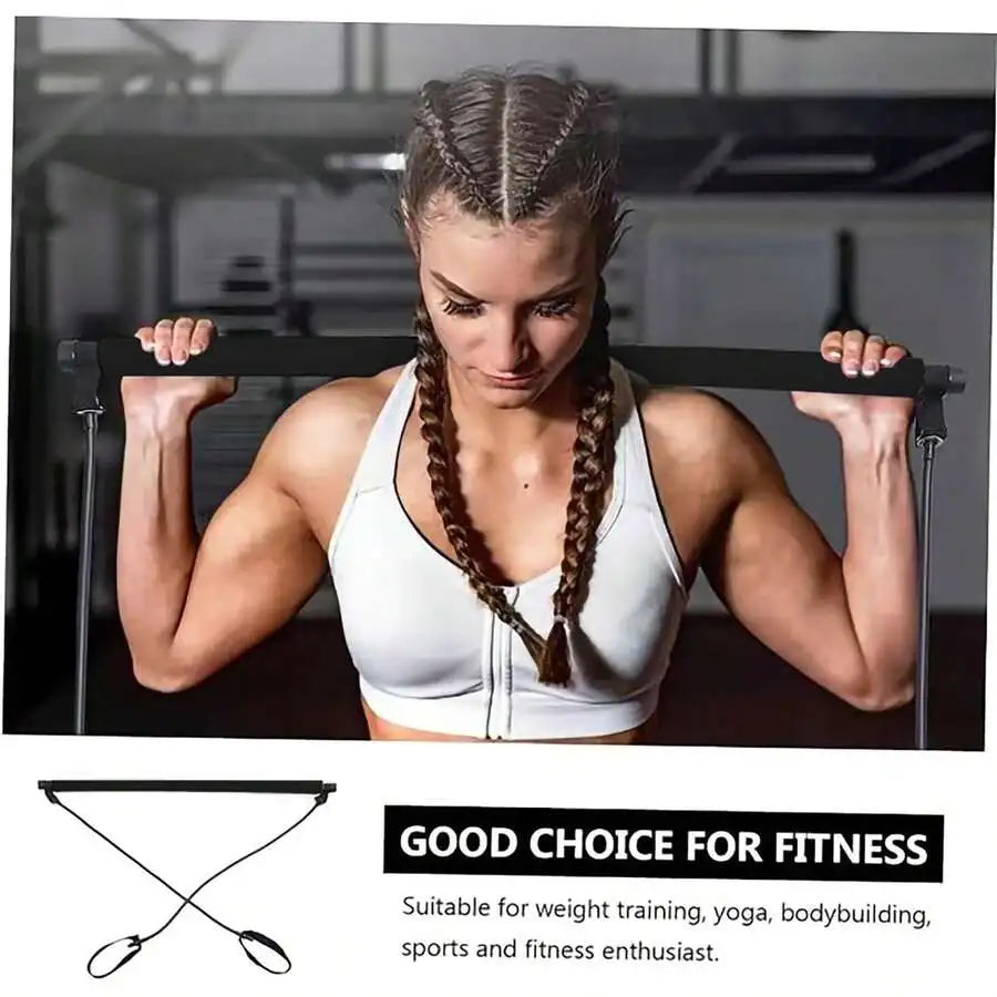 Pilates Bar Kit with Resistance Bands – Adjustable Metal Buckle, Full-Body Home Gym Workout for Men & Women