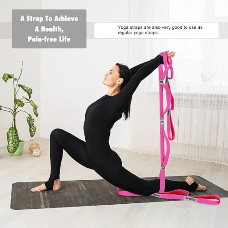 Stretching Strap Yoga Strap with 10 Loops Non-Elastic Stretch Band for Physical Therapy Flexibility Exercise Pilates Dance Gymn