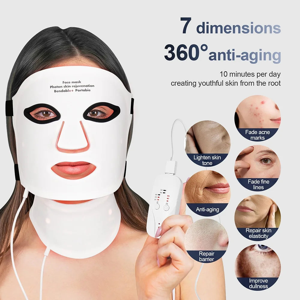 Iebilif Wireless LED Face And Neck Light Therapy Mask