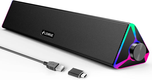 Desktop PC Speakers with USB Power, Stereo Sound, Touch Lights for Gaming and Laptop Use