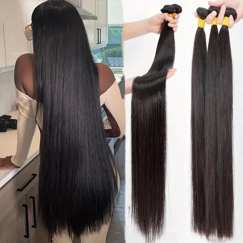 UVEOUS Brazilian Bone Straight Remy Human Hair Weft Bundles Extensions