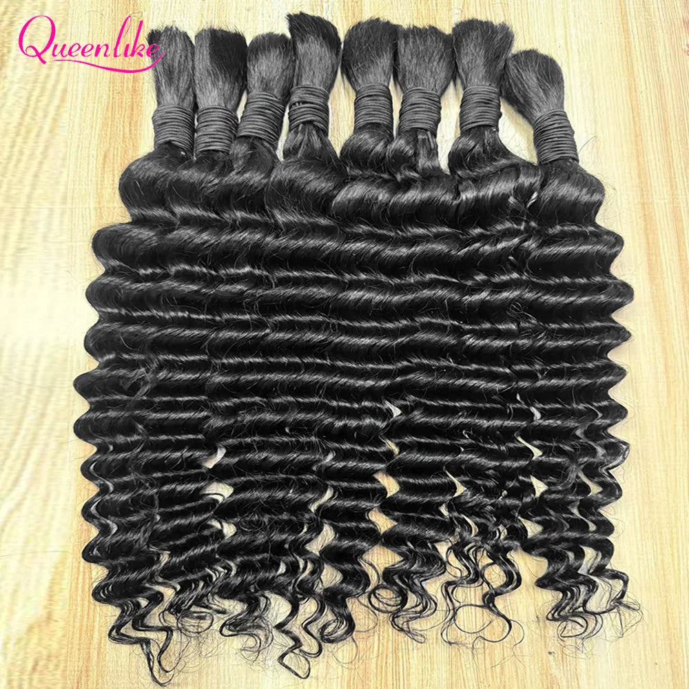 Queenlike Unprocessed Remy Human Hair Deep Wave Braiding Extensions