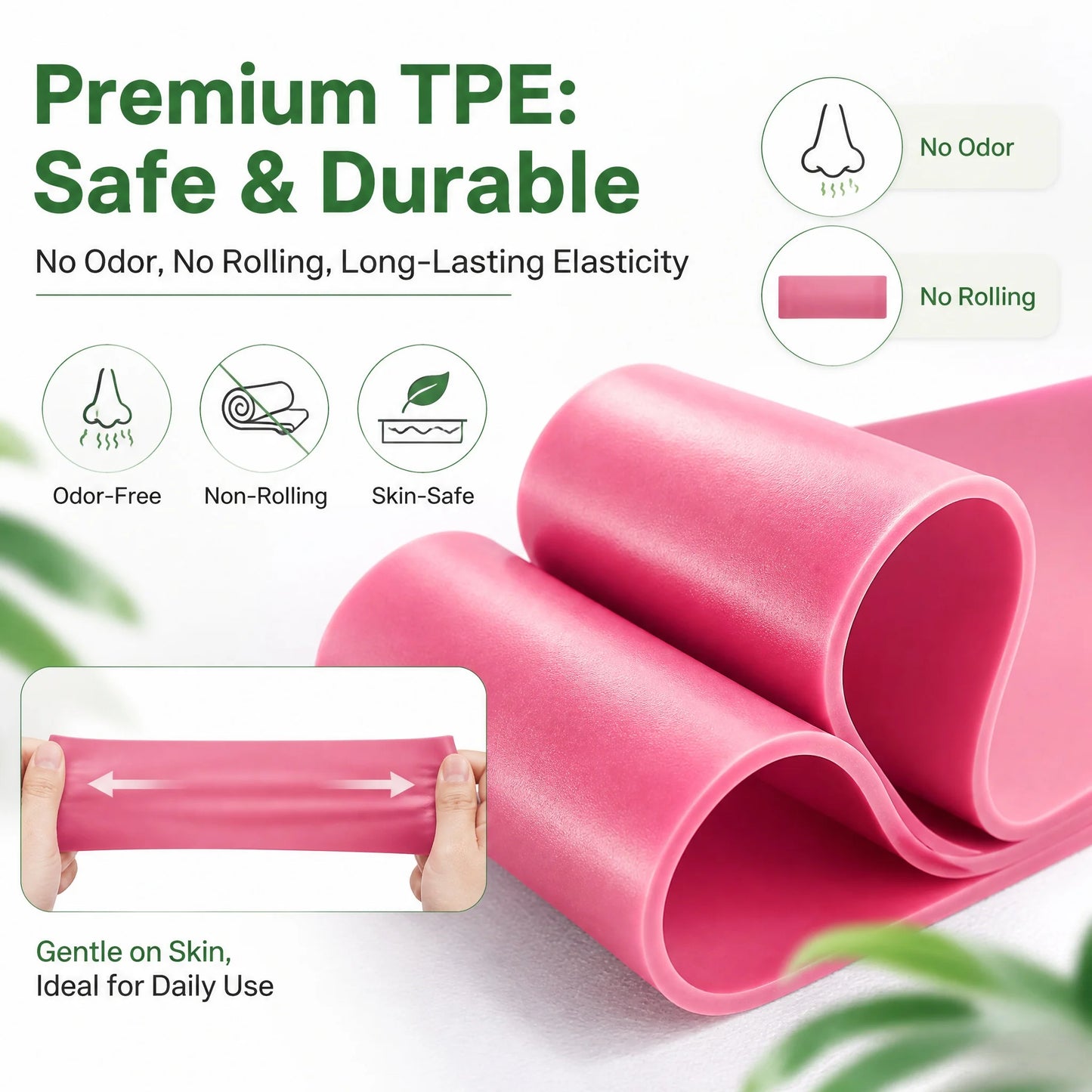 TPE Resistance Bands Set 5 Levels Non-Slip Exercise Booty Bands for Hip Legs Glutes Workout Yoga Fitness