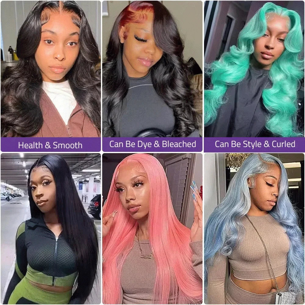 13x6 HD Transparent Lace Front Wigs 5x5 13x4 Body Wave Lace Frontal Wig  40 Inch Brazilian Preplucked Human Hair 200% Density