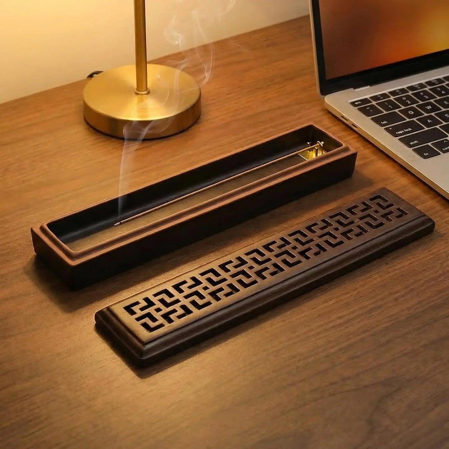 Japanese Ceramic Incense Holder with Ash Catcher for Sticks, Unique Lever Design, Home Decor for Meditation Yoga