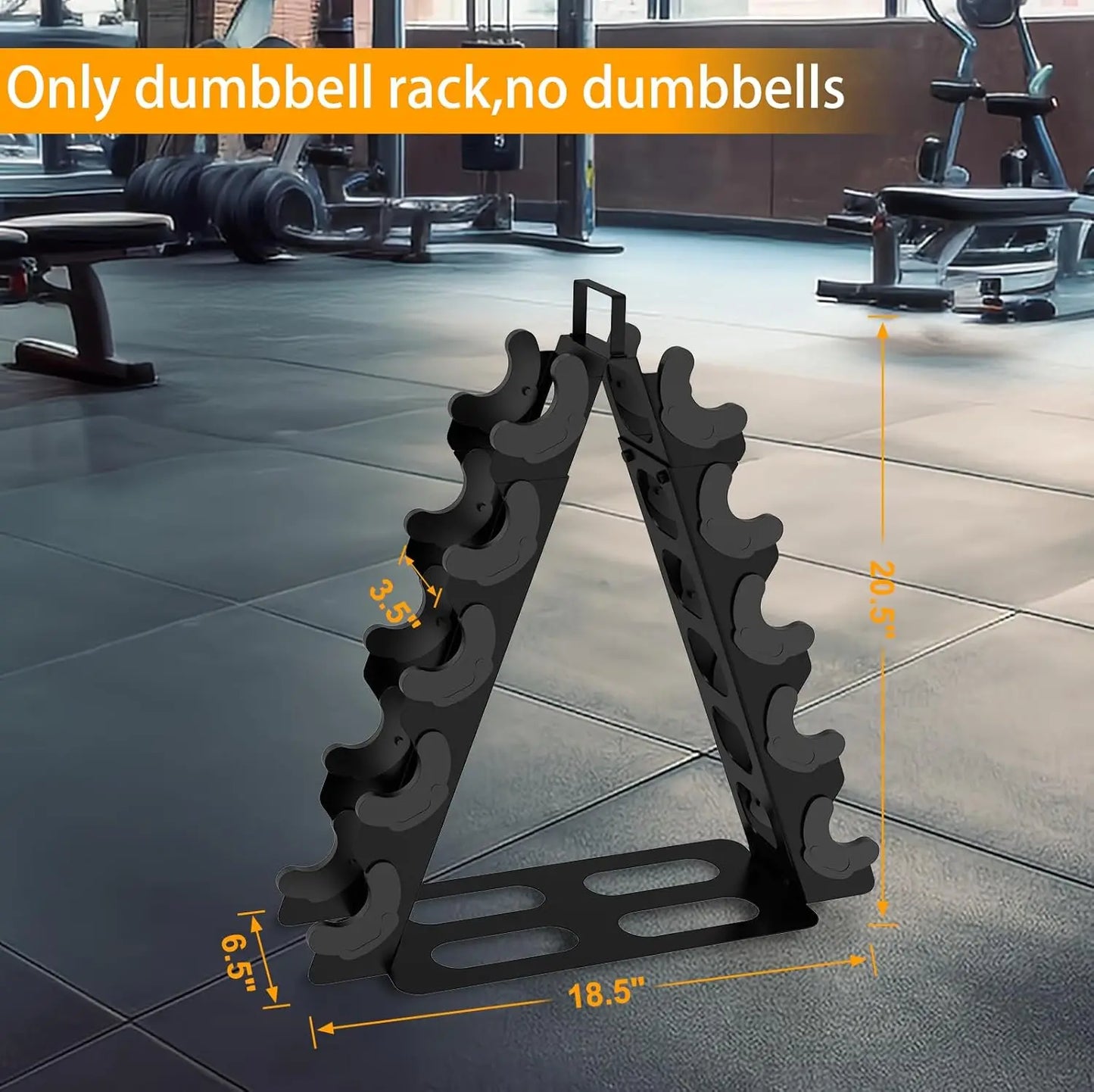 5-Tier A-Frame Metal Dumbbell Rack with Handle, Compact Weight Storage Organizer for Home Gym (Black)