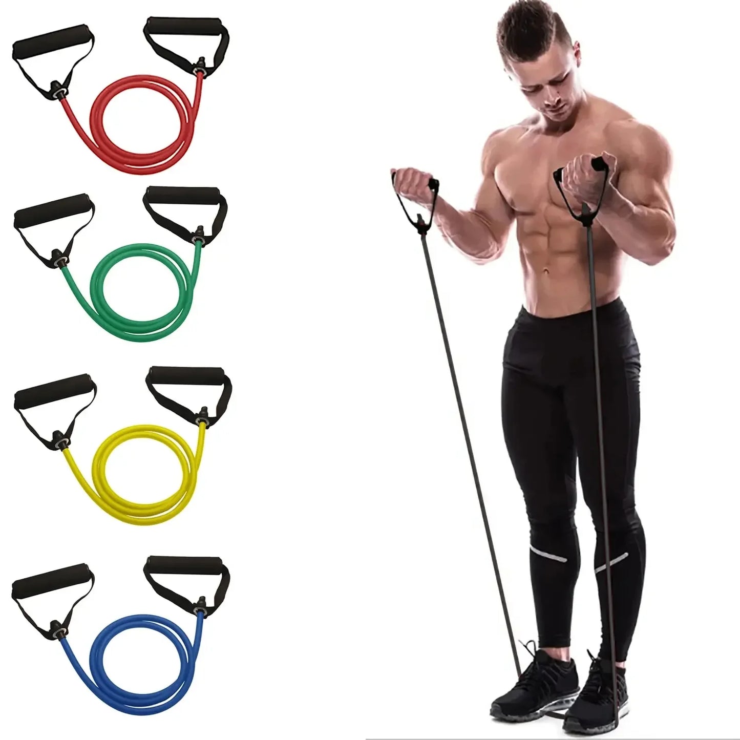 Resistance Bands with Handles for Home Gym, Exercise Strength Training Bands for Men Women, Portable Fitness Workout Equipment