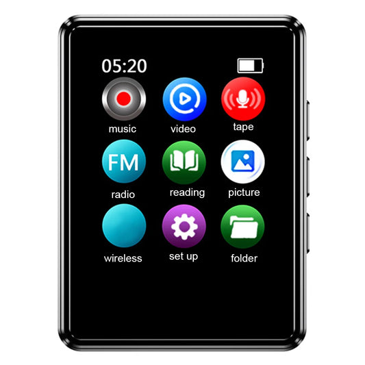 MP3/MP4 FM Radio Recorder Compatible with Bluetooth Digital Audio Player Built in Speaker 128GB 1.77 Inch for Student Daily Use