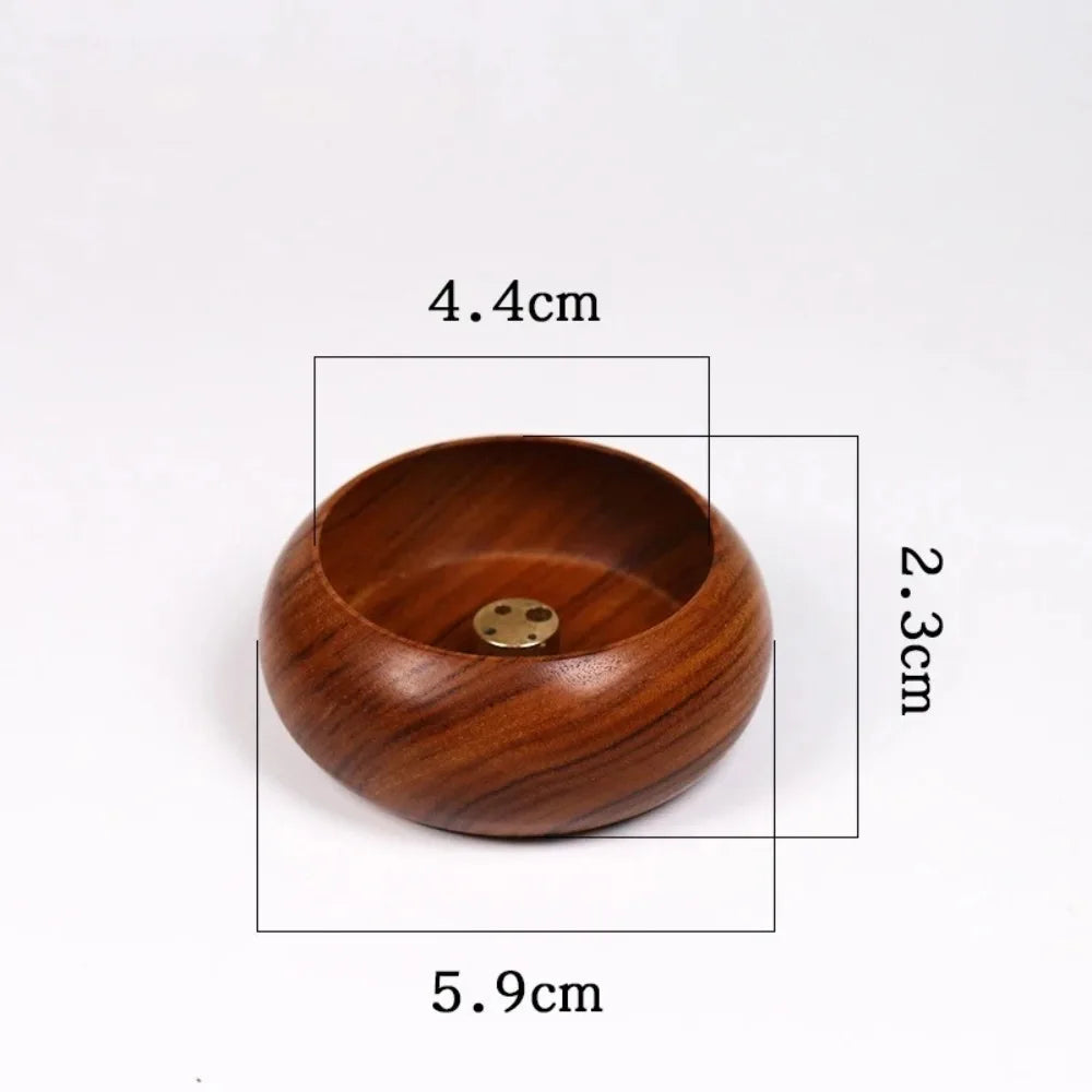 Solid Wood Incense Holder Ash Catcher Bowl Shape Incense Burner for Incense Insert Sticks Meditation Yoga Living Room Tea House