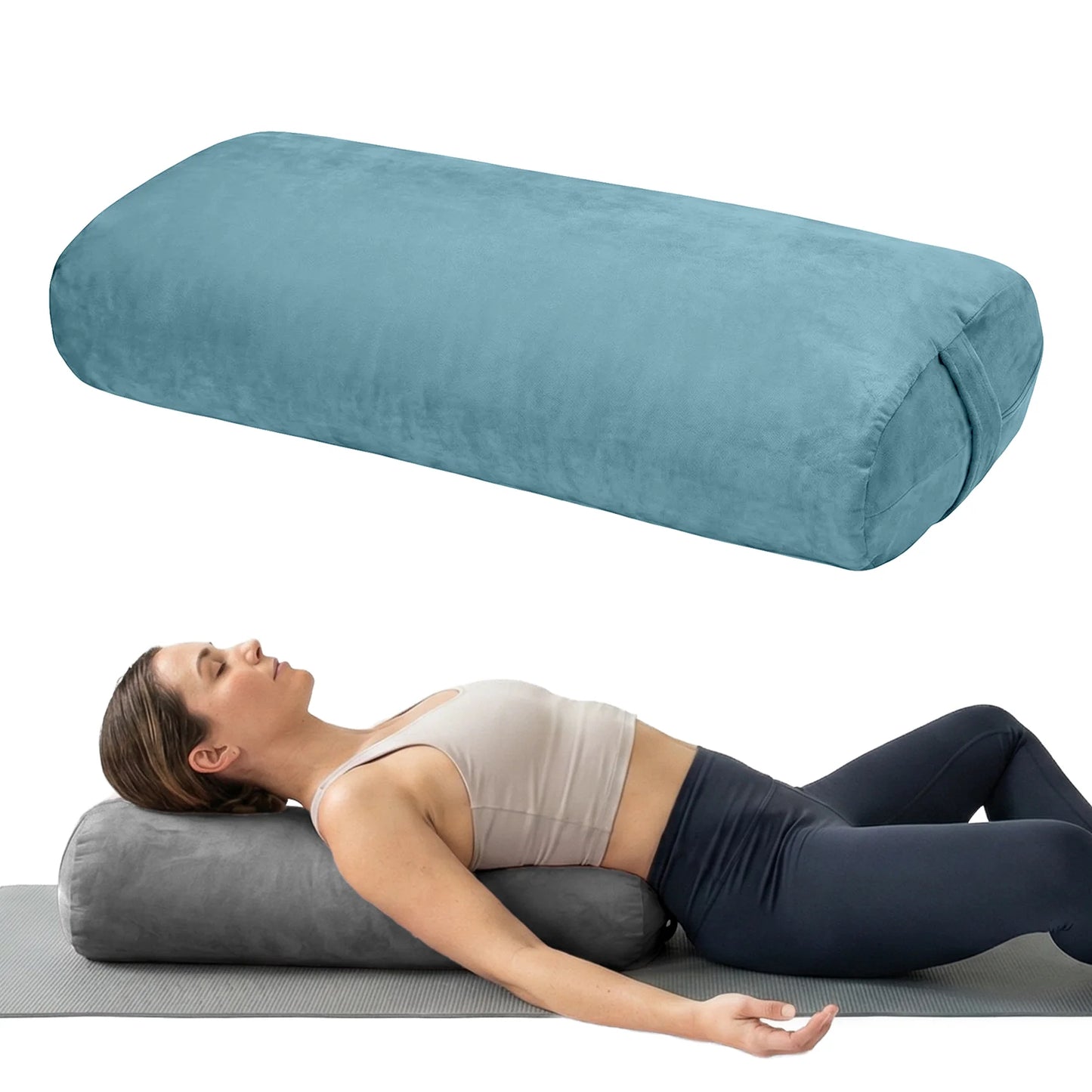 Yoga Bolster Pillow Pink Round Cylinder Meditation Cushion Soft Long Support Pillow Restorative Yoga Bolster for Yin Yoga Pilates Stretching Lumbar Back Neck Leg Support Home Fitness Yoga Studio Relaxation Floor Exercise Acce