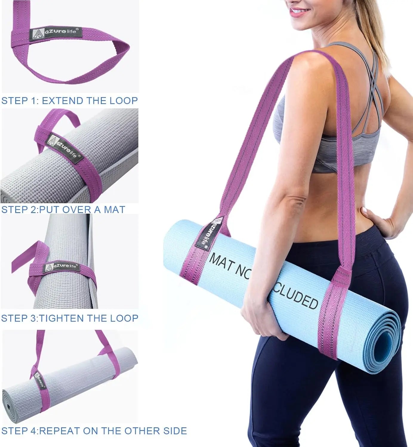 Yoga Mat Sling for Easy Carrying, Adjustable Straps Hold Mats Securely
