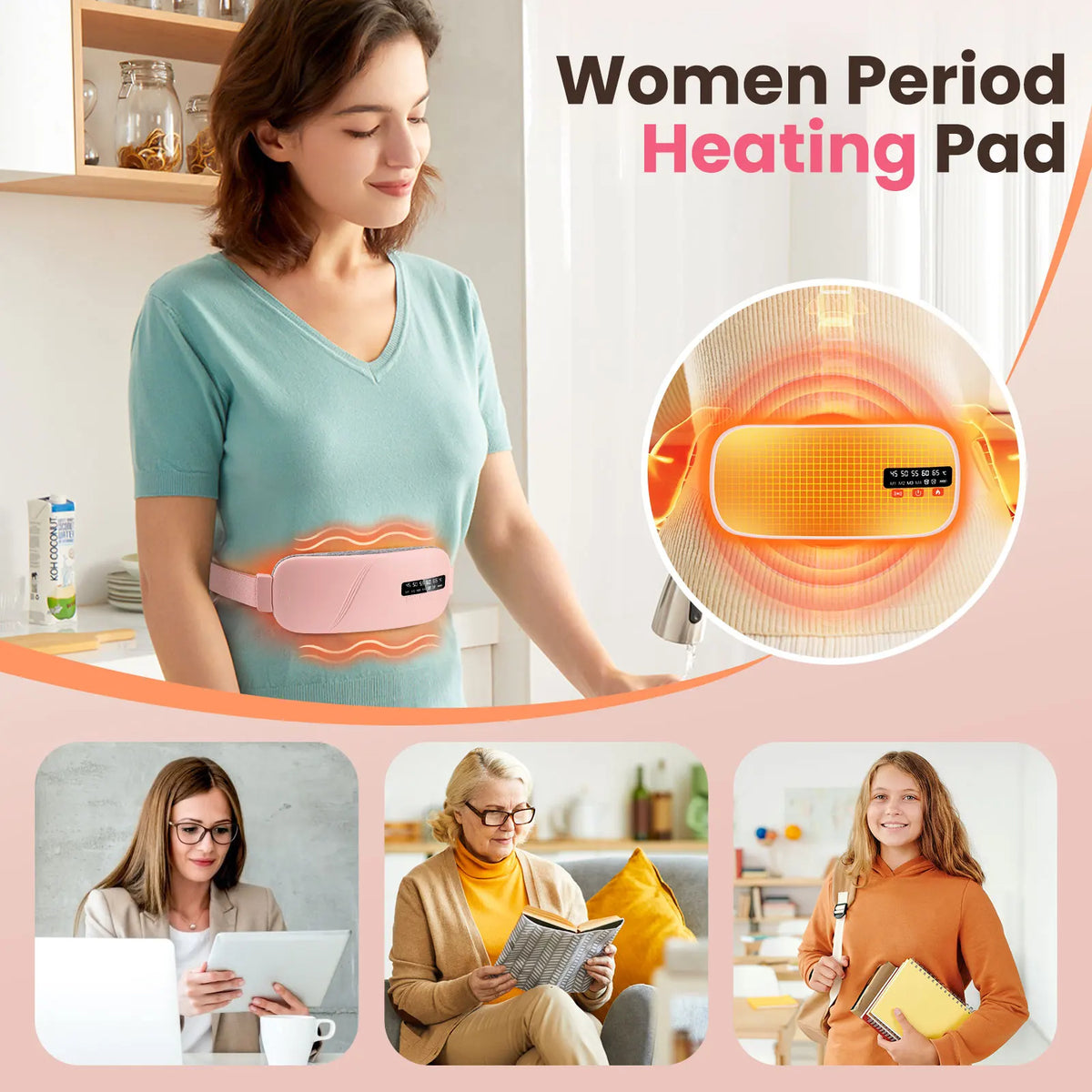 PASTSKY Electric Heating Vibration Waist Massage Belt for Period Cramps