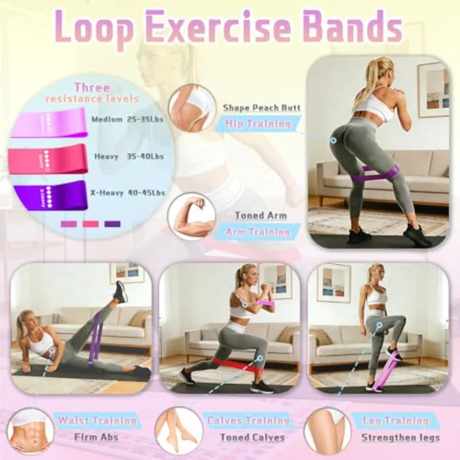 5 Pcs Resistance Bands Set, Foot Pedal Resistance Band with Handles, Workout Elastic Exercise Bands for Ab, Waist, Arm, Leg, Wo