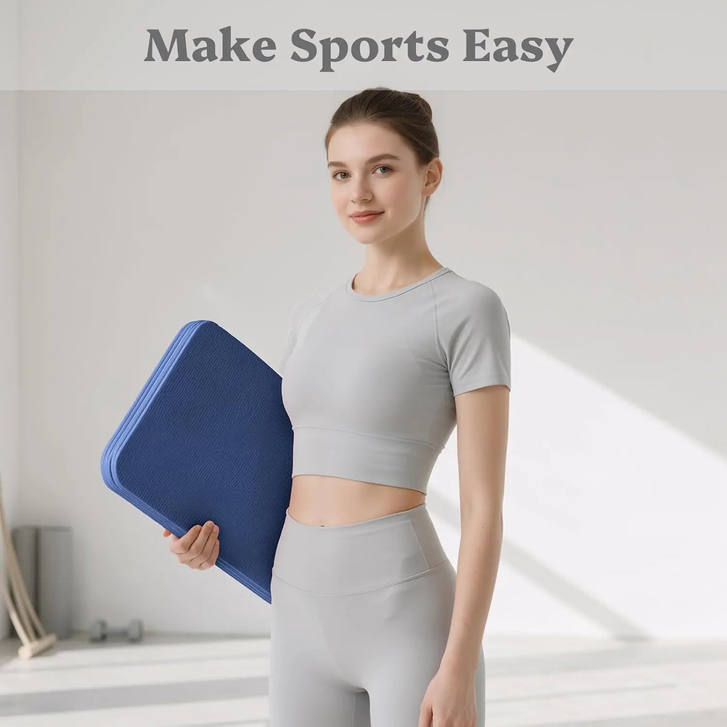 Foldable Non Slip Yoga Mat With Carrying Strap Home Gym